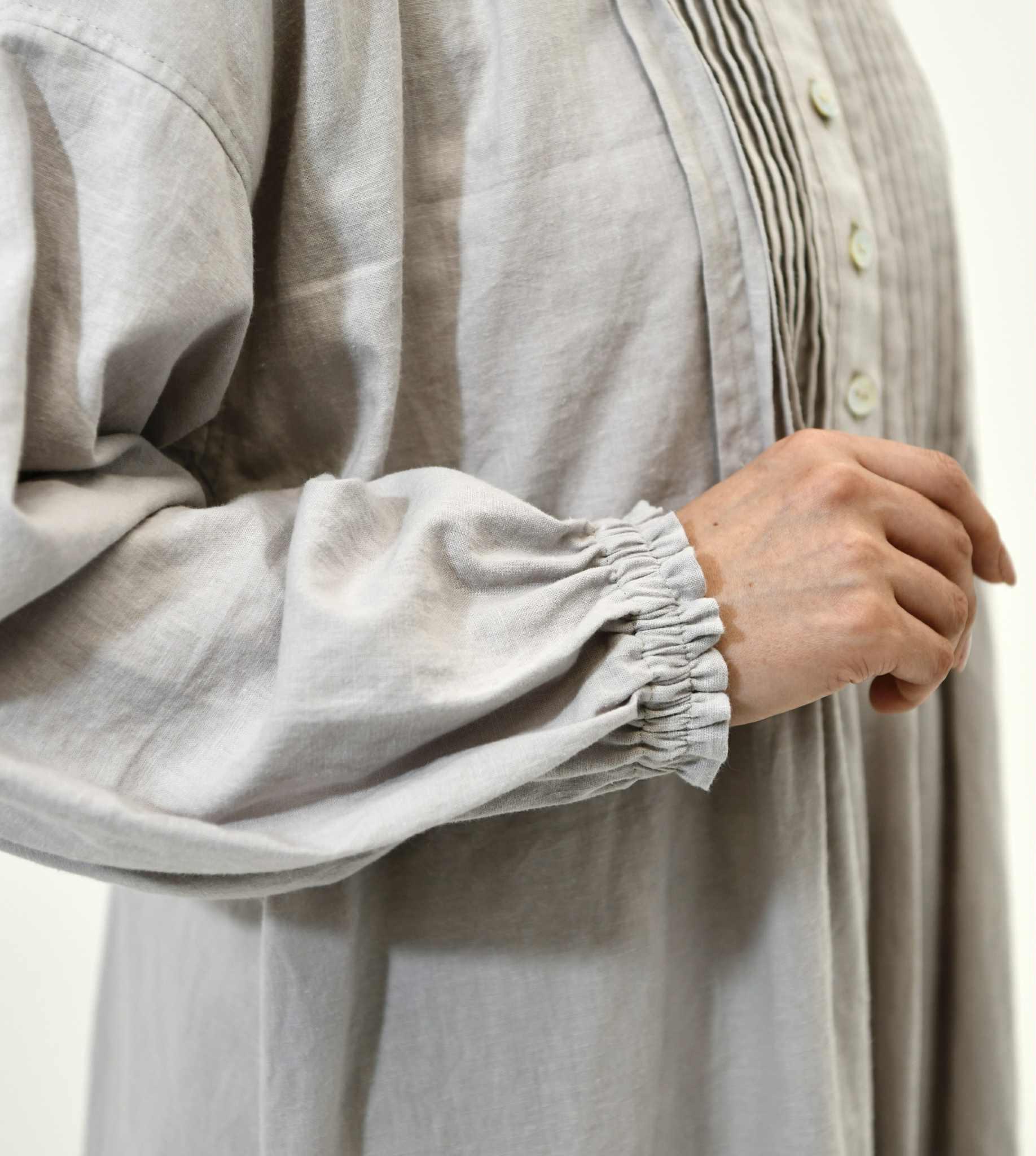 スタンドフリル襟ピンタックワンピース(選べる30色) | 10枚目